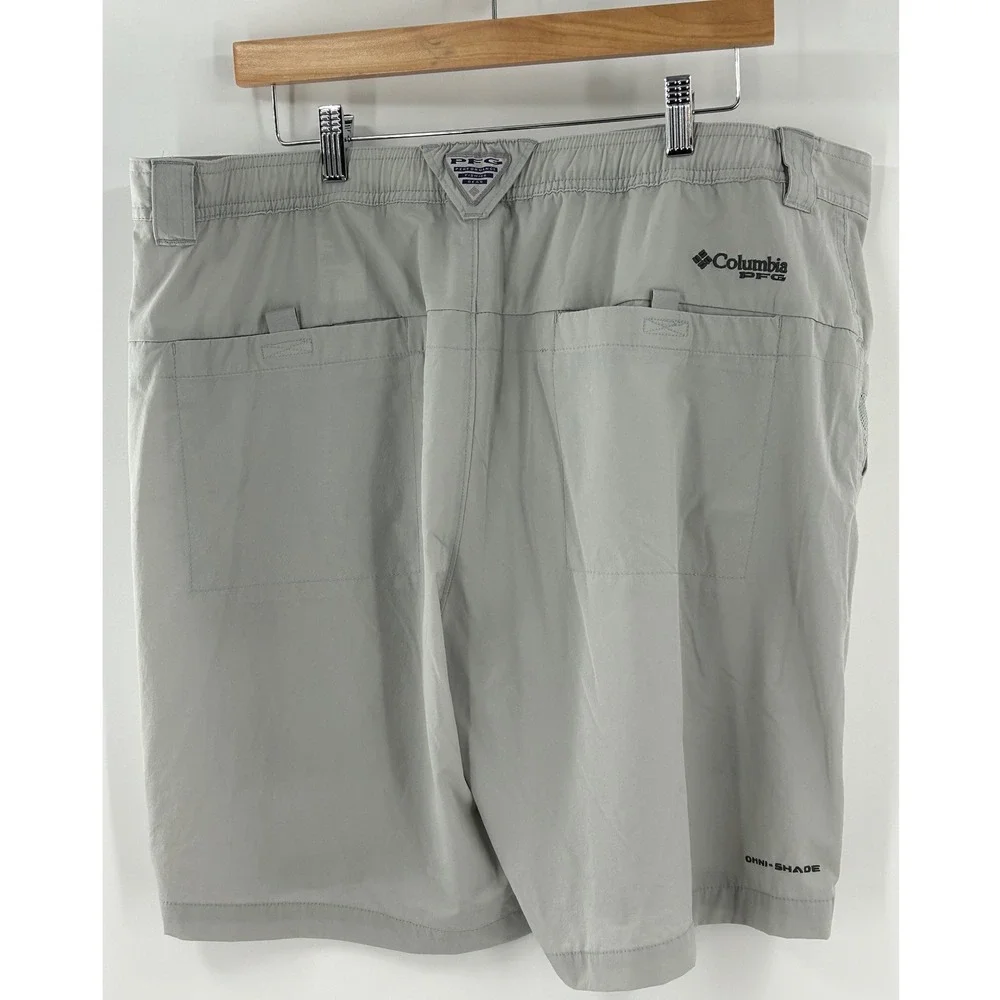 Columbia PFG Mens Gray Omni-Shade Performance Fishing Cargo Shorts XL 8L‎